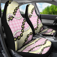 Pink Palaka Hawaii Car Seat Cover Kukui Nut Pikake Lei Hawaiian Tapa Pattern - Polynesian Pride