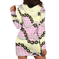 Pink Palaka Hawaii Hoodie Dress Kukui Nut Pikake Lei Hawaiian Tapa Pattern - Polynesian Pride