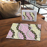 Pink Palaka Hawaii Puzzle Kukui Nut Pikake Lei Hawaiian Tapa Pattern - Polynesian Pride