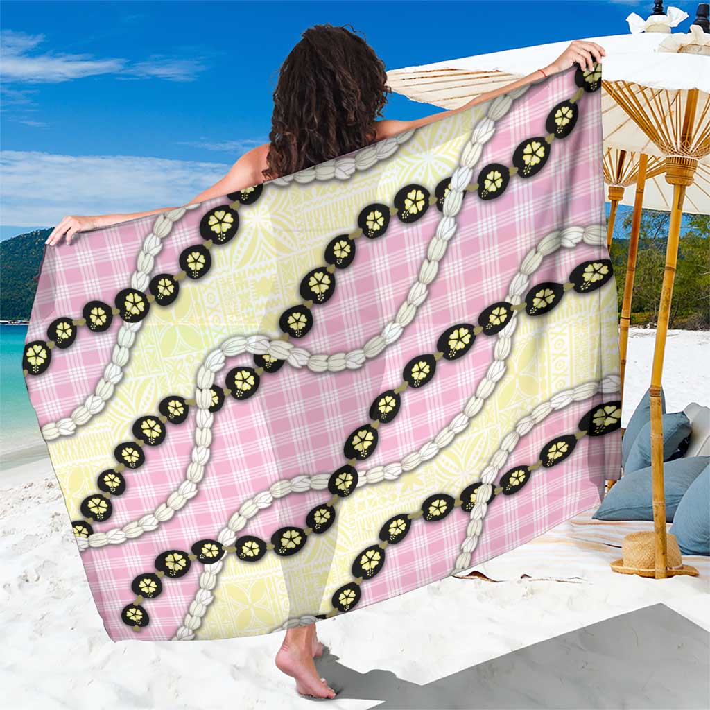Pink Palaka Hawaii Sarong Kukui Nut Pikake Lei Hawaiian Tapa Pattern - Polynesian Pride