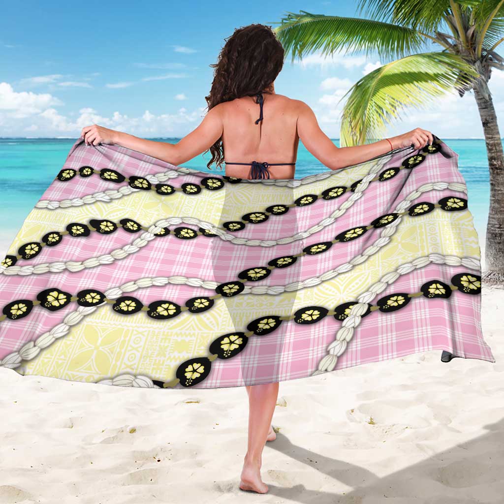 Pink Palaka Hawaii Sarong Kukui Nut Pikake Lei Hawaiian Tapa Pattern - Polynesian Pride