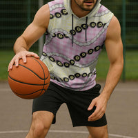 Pink Palaka Hawaii Sleeveless Hoodie Kukui Nut Pikake Lei Hawaiian Tapa Pattern - Polynesian Pride