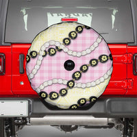 Pink Palaka Hawaii Spare Tire Cover Kukui Nut Pikake Lei Hawaiian Tapa Pattern - Polynesian Pride