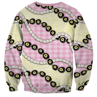 Pink Palaka Hawaii Sweatshirt Kukui Nut Pikake Lei Hawaiian Tapa Pattern - Polynesian Pride