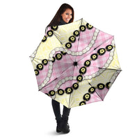 Pink Palaka Hawaii Umbrella Kukui Nut Pikake Lei Hawaiian Tapa Pattern - Polynesian Pride