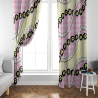 Pink Palaka Hawaii Window Curtain Kukui Nut Pikake Lei Hawaiian Tapa Pattern - Polynesian Pride