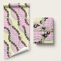 Pink Palaka Hawaii Wrapping Paper Kukui Nut Pikake Lei Hawaiian Tapa Pattern - Polynesian Pride