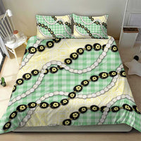Green Palaka Hawaii Bedding Set Kukui Nut Pikake Lei Hawaiian Tapa Pattern - Polynesian Pride