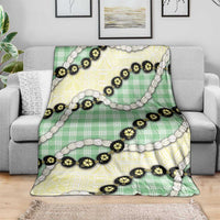 Green Palaka Hawaii Blanket Kukui Nut Pikake Lei Hawaiian Tapa Pattern - Polynesian Pride