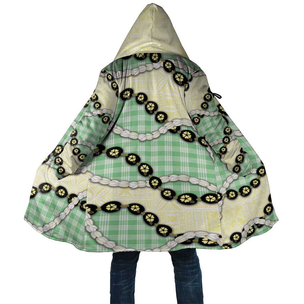 Green Palaka Hawaii Cloak Kukui Nut Pikake Lei Hawaiian Tapa Pattern - Polynesian Pride