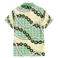 Green Palaka Hawaii Family Matching Mermaid Dress and Hawaiian Shirt Kukui Nut Pikake Lei Hawaiian Tapa Pattern - Polynesian Pride