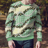 Green Palaka Hawaii Ugly Christmas Sweater Kukui Nut Pikake Lei Hawaiian Tapa Pattern - Polynesian Pride