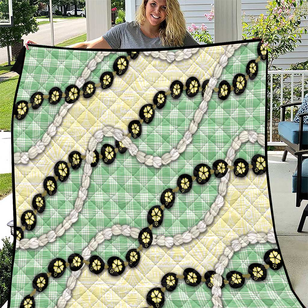 Green Palaka Hawaii Quilt Kukui Nut Pikake Lei Hawaiian Tapa Pattern - Polynesian Pride