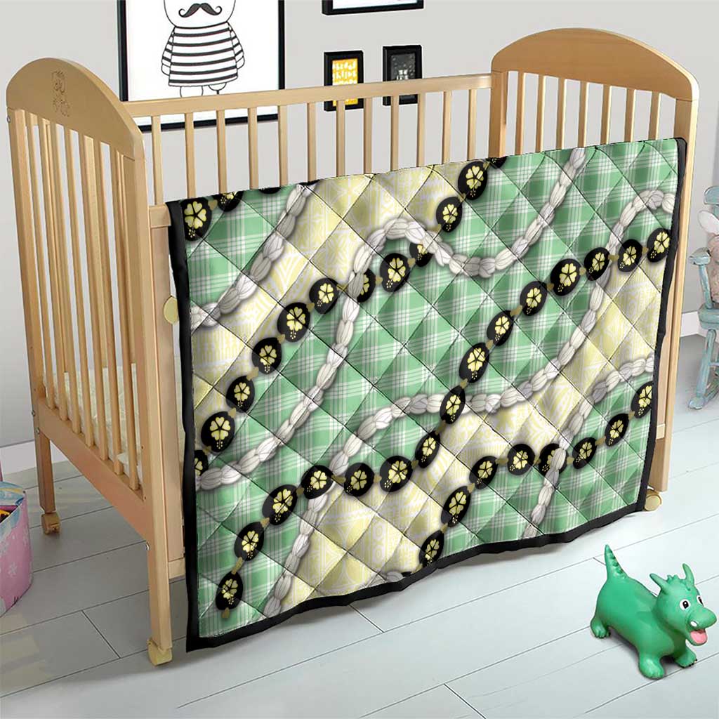 Green Palaka Hawaii Quilt Kukui Nut Pikake Lei Hawaiian Tapa Pattern - Polynesian Pride
