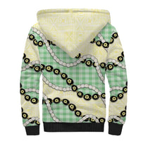 Green Palaka Hawaii Sherpa Hoodie Kukui Nut Pikake Lei Hawaiian Tapa Pattern - Polynesian Pride