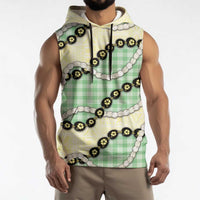 Green Palaka Hawaii Sleeveless Hoodie Kukui Nut Pikake Lei Hawaiian Tapa Pattern - Polynesian Pride