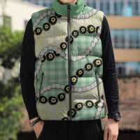 Green Palaka Hawaii Sleeveless Puffer Jacket Kukui Nut Pikake Lei Hawaiian Tapa Pattern - Polynesian Pride
