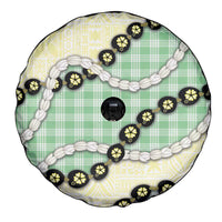 Green Palaka Hawaii Spare Tire Cover Kukui Nut Pikake Lei Hawaiian Tapa Pattern - Polynesian Pride