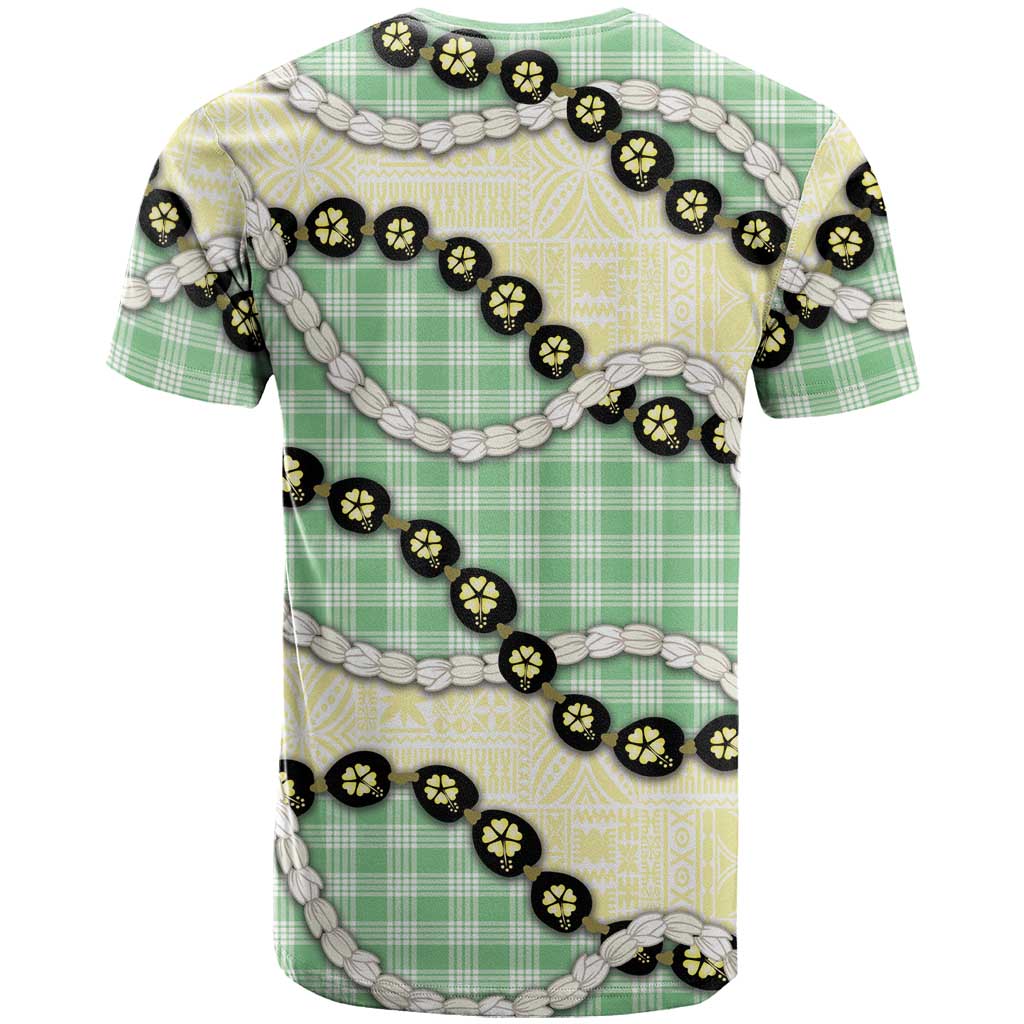 Green Palaka Hawaii T Shirt Kukui Nut Pikake Lei Hawaiian Tapa Pattern - Polynesian Pride