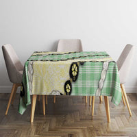 Green Palaka Hawaii Tablecloth Kukui Nut Pikake Lei Hawaiian Tapa Pattern - Polynesian Pride