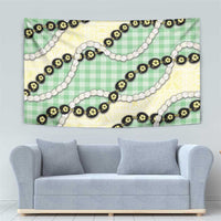 Green Palaka Hawaii Tapestry Kukui Nut Pikake Lei Hawaiian Tapa Pattern - Polynesian Pride