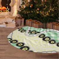 Green Palaka Hawaii Tree Skirt Kukui Nut Pikake Lei Hawaiian Tapa Pattern - Polynesian Pride