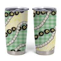 Green Palaka Hawaii Tumbler Cup Kukui Nut Pikake Lei Hawaiian Tapa Pattern - Polynesian Pride