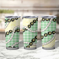 Green Palaka Hawaii Tumbler Cup Kukui Nut Pikake Lei Hawaiian Tapa Pattern - Polynesian Pride