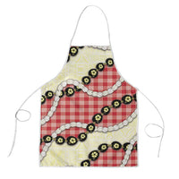 Red Palaka Hawaii Apron Kukui Nut Pikake Lei Hawaiian Tapa Pattern - Polynesian Pride