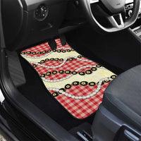 Red Palaka Hawaii Car Mats Kukui Nut Pikake Lei Hawaiian Tapa Pattern - Polynesian Pride
