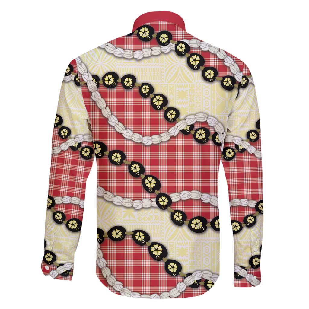 Red Palaka Hawaii Family Matching Summer Maxi Dress and Hawaiian Shirt Kukui Nut Pikake Lei Hawaiian Tapa Pattern - Polynesian Pride