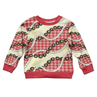 Red Palaka Hawaii Kid Ugly Christmas Sweater Kukui Nut Pikake Lei Hawaiian Tapa Pattern - Polynesian Pride