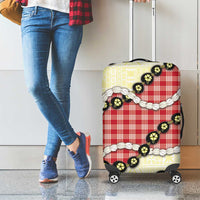 Red Palaka Hawaii Luggage Cover Kukui Nut Pikake Lei Hawaiian Tapa Pattern - Polynesian Pride