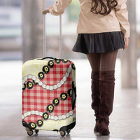 Red Palaka Hawaii Luggage Cover Kukui Nut Pikake Lei Hawaiian Tapa Pattern - Polynesian Pride