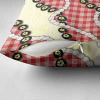 Red Palaka Hawaii Pillow Cover Kukui Nut Pikake Lei Hawaiian Tapa Pattern - Polynesian Pride