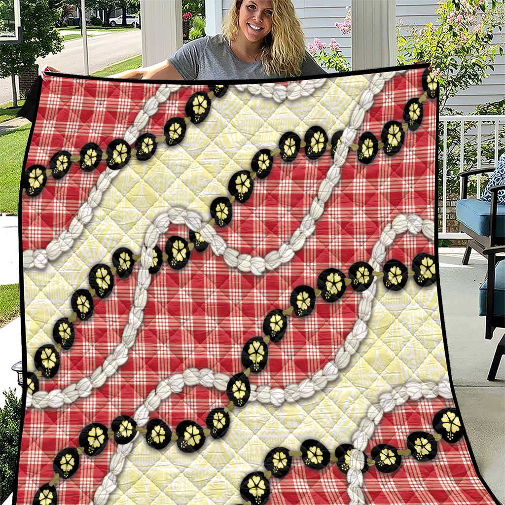 Red Palaka Hawaii Quilt Kukui Nut Pikake Lei Hawaiian Tapa Pattern - Polynesian Pride
