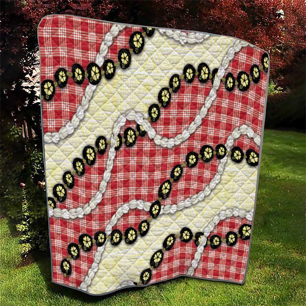 Red Palaka Hawaii Quilt Kukui Nut Pikake Lei Hawaiian Tapa Pattern - Polynesian Pride