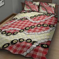 Red Palaka Hawaii Quilt Bed Set Kukui Nut Pikake Lei Hawaiian Tapa Pattern - Polynesian Pride