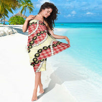 Red Palaka Hawaii Sarong Kukui Nut Pikake Lei Hawaiian Tapa Pattern - Polynesian Pride