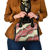 Red Palaka Hawaii Shoulder Handbag Kukui Nut Pikake Lei Hawaiian Tapa Pattern - Polynesian Pride