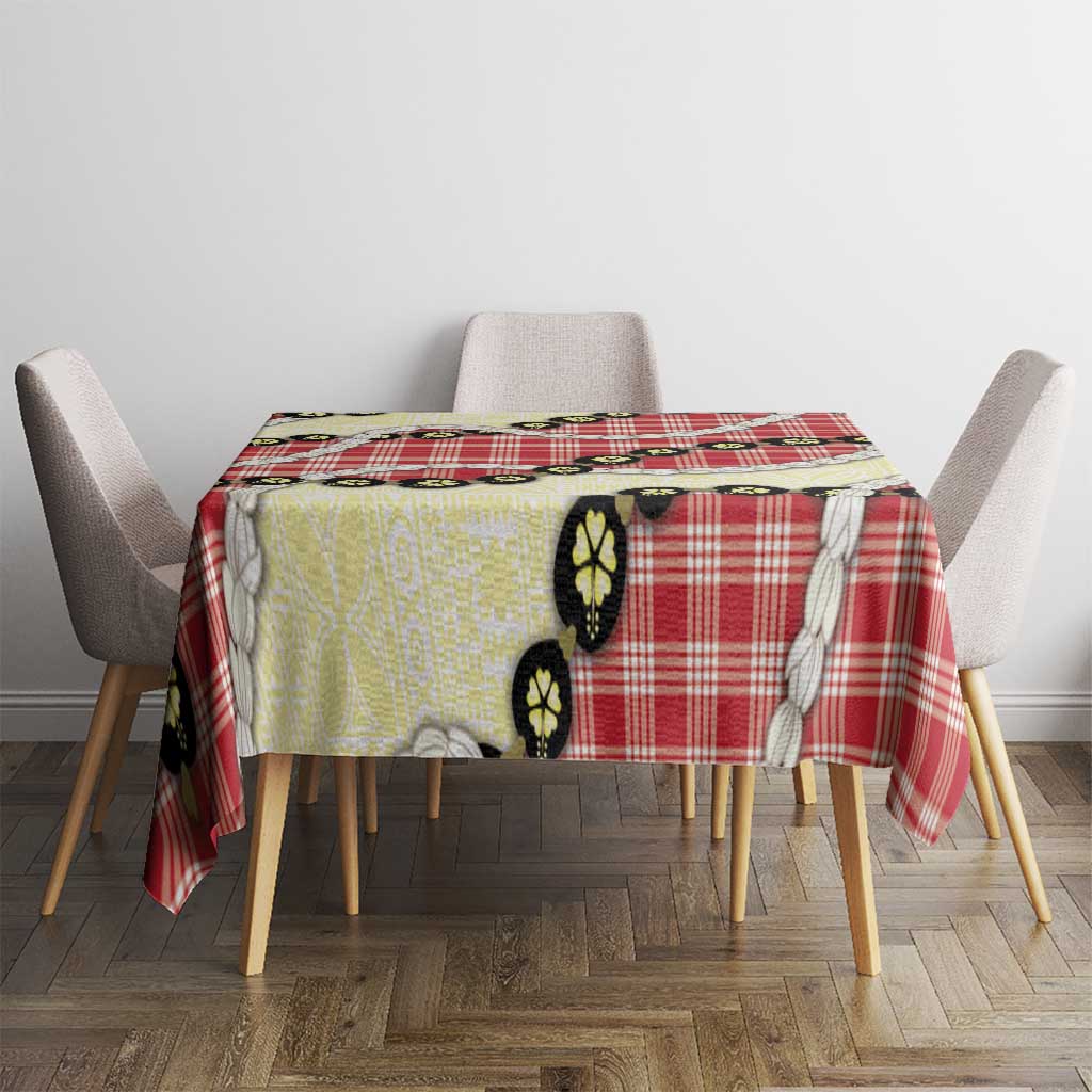 Red Palaka Hawaii Tablecloth Kukui Nut Pikake Lei Hawaiian Tapa Pattern - Polynesian Pride