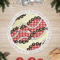 Red Palaka Hawaii Tree Skirt Kukui Nut Pikake Lei Hawaiian Tapa Pattern - Polynesian Pride