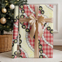 Red Palaka Hawaii Wrapping Paper Kukui Nut Pikake Lei Hawaiian Tapa Pattern - Polynesian Pride