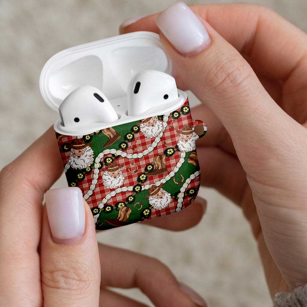Cowboy Hawaii Mele Kalikimaka AirPods Case Paniolo Kukui Nut Pikake Lei Red Version - Polynesian Pride
