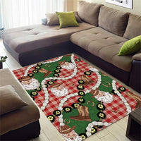 Cowboy Hawaii Mele Kalikimaka Area Rug Paniolo Kukui Nut Pikake Lei Red Version - Polynesian Pride
