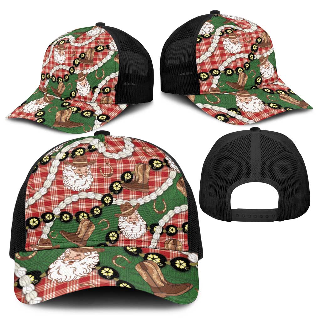 Cowboy Hawaii Mele Kalikimaka Baseball Net Cap Paniolo Kukui Nut Pikake Lei Red Version - Polynesian Pride