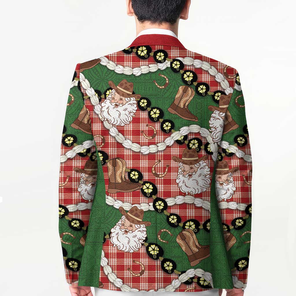 Cowboy Hawaii Mele Kalikimaka Blazer Paniolo Kukui Nut Pikake Lei Red Version - Polynesian Pride