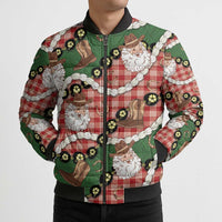 Cowboy Hawaii Mele Kalikimaka Bomber Puffer Jacket Paniolo Kukui Nut Pikake Lei Red Version - Polynesian Pride