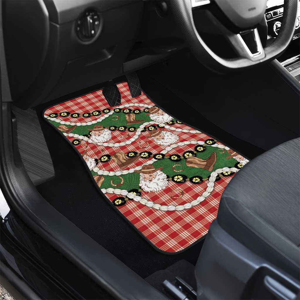 Cowboy Hawaii Mele Kalikimaka Car Mats Paniolo Kukui Nut Pikake Lei Red Version - Polynesian Pride