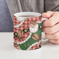 Cowboy Hawaii Mele Kalikimaka Ceramic Mug Paniolo Kukui Nut Pikake Lei Red Version - Polynesian Pride
